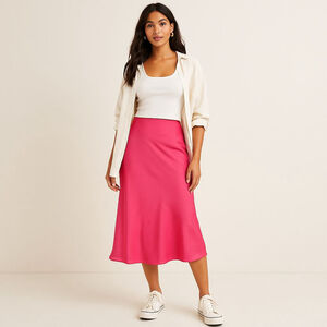 Rachel Zoe Hot Pink Satin Bias-Cut Midi Skirt – Size 6 (NWT)